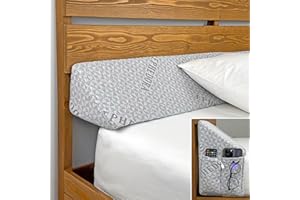 EPHEDORA Bed Wedge Pillow for Headboard Gap Filler Queen Size - High Density Memory Foam Headboard Pillow Wedge Prevents Items Falling - Triangle Mattress Spacer with Pockets
