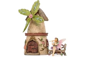 Patio Eden Miniature Fairy Garden House Kit - Mini Fairy Figurines - Indoor or Outdoor 3 Piece Accessory Set