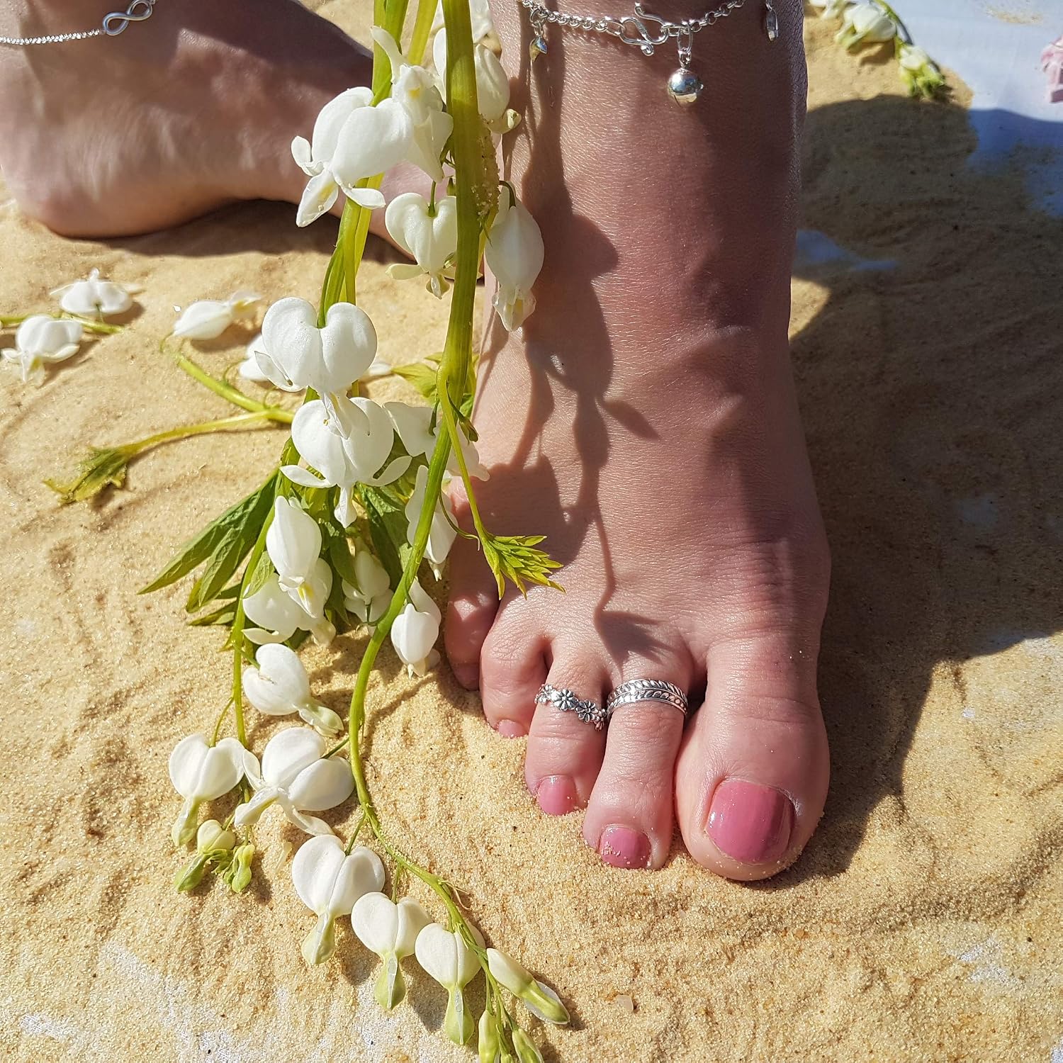 Sterling Silver Daisy Flower Toe Ring - Image 3