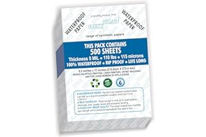 WATERPROOF PAPER | 500 SHEETS BULK PACK NON-TEAR Paper for LASER PRINTERS 5 MIL 110 LB, SYNTHETIC DOUBLE SIDED PAPER, 8.5X11 from HIGHH IMAGE | PRINT WITH LASER PRINTERS