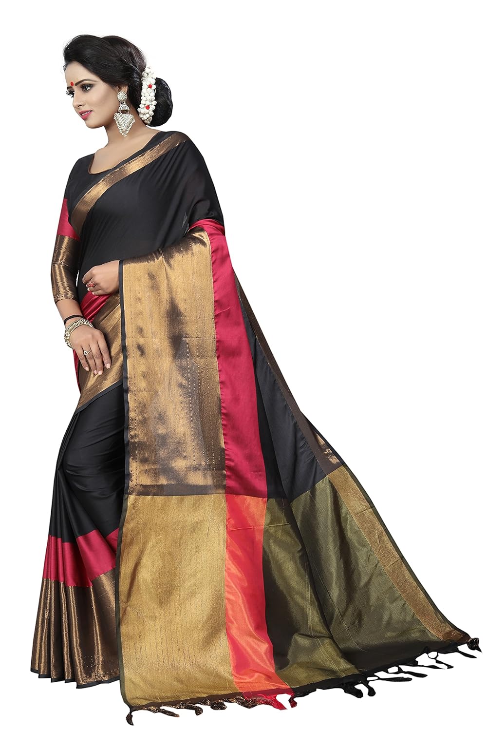 perfectblue women's cotton saree with blouse piece