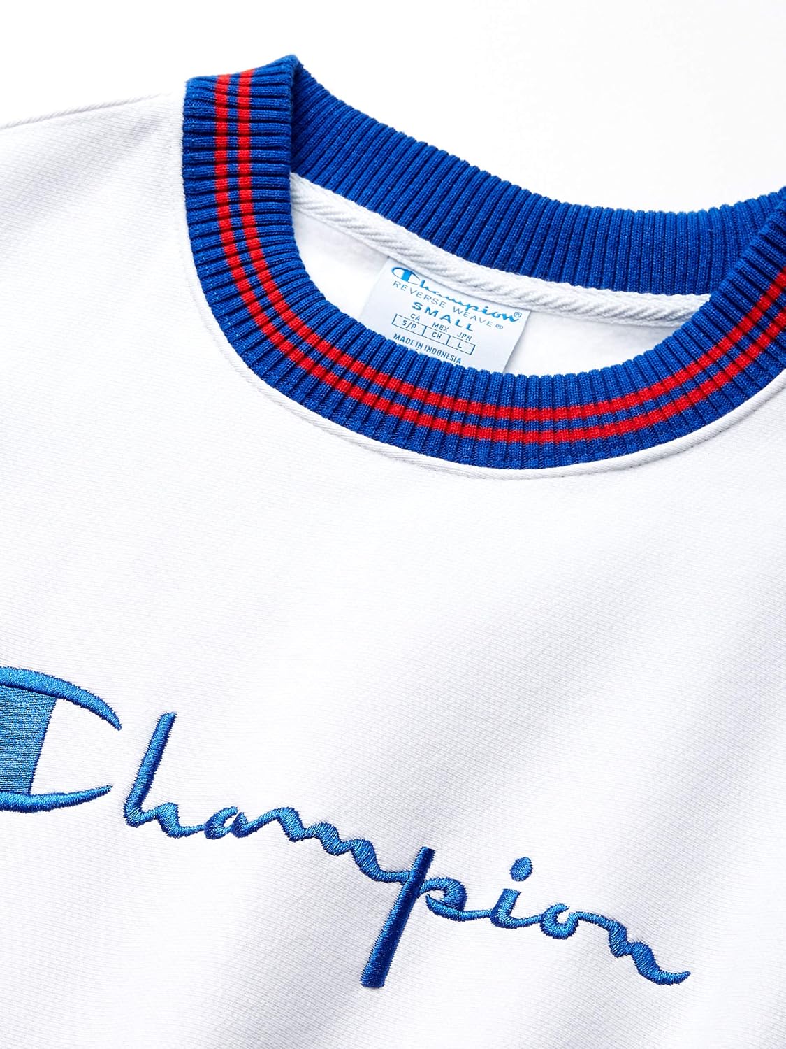 Champion LIFE Men's Reverse Weave Crew Yarn Dye Rib Trim-Full Chest Script: Clothing