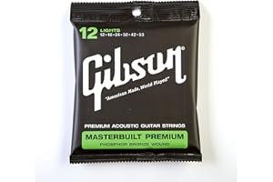 Gibson Gear Masterbuilt Premium Phosphor Bronze Acoustic Guitar Strings, Light (12-53)