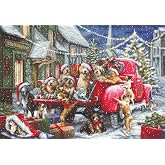 Luca-S Cross Stitch Kit Gold Collection - Puppies Christmas, B2414 | embroidery by Marussia