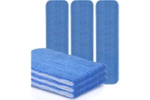 L LUKE SUPPLY MATTHEW 18'' Microfiber Spray Mop Replacement Pads Heads for Wet Dry Reusable Mops Floor Home Commercial Cleaning Refills, Machine Washable Fits Compatible with Bona Mop&Most Spray Mops Blue (3 Pack)