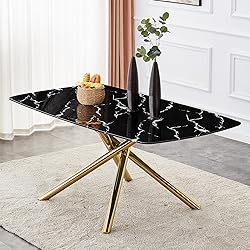 Glass Dining Table for 4 to 6 People with Imitation