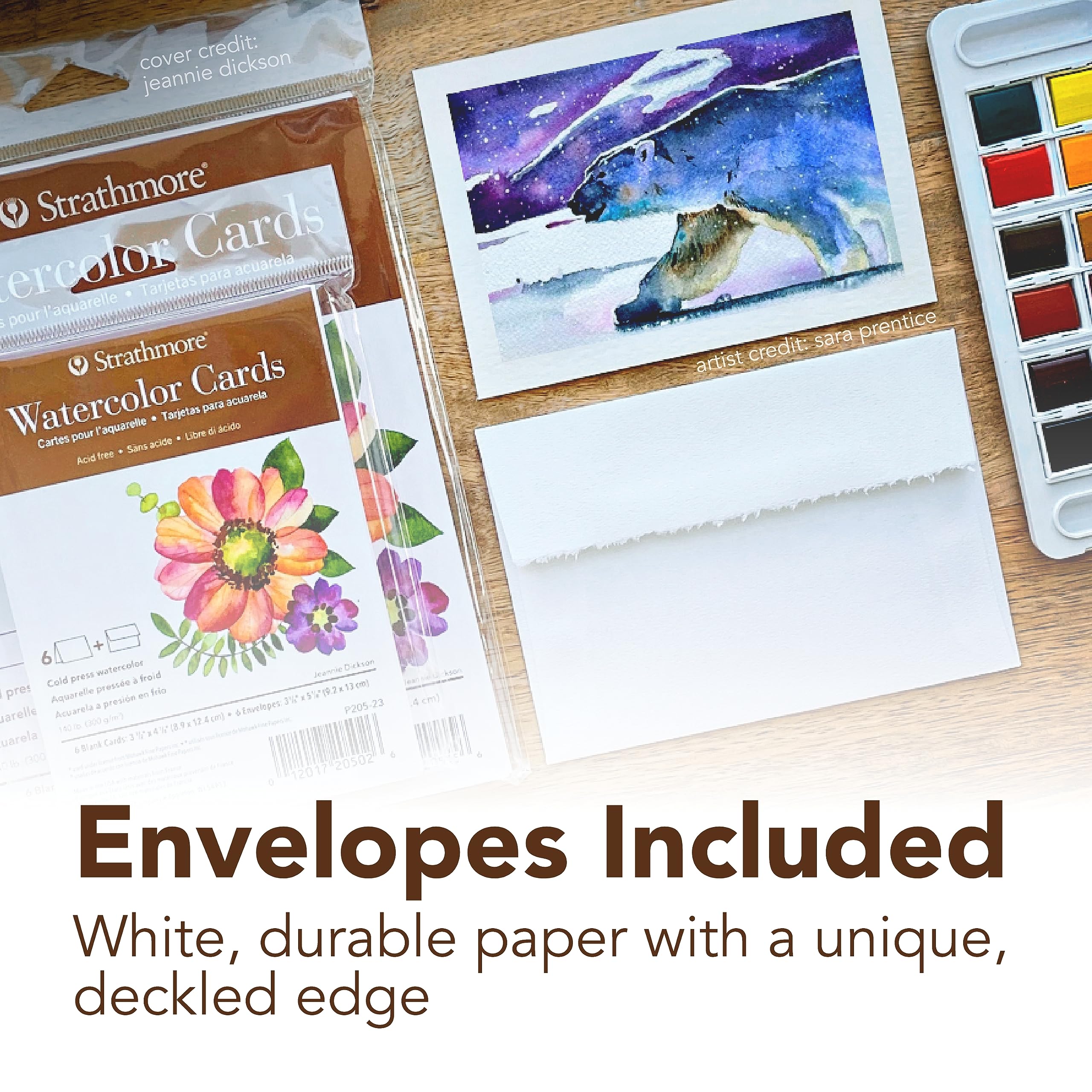 Strathmore 400 Series Watercolor Cards, Cold Press, 5x6.875 inches, 6 Pack, Envelopes Included - Custom Greeting Cards for Weddings, Events, Birthdays