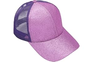 YeeHeen Baseball Cap for Girls Criss Cross Ponytail Baseball Hats Rainbow Glitter Sun Cap