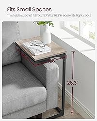 VASAGLE C-Shaped End Table, Side Table for