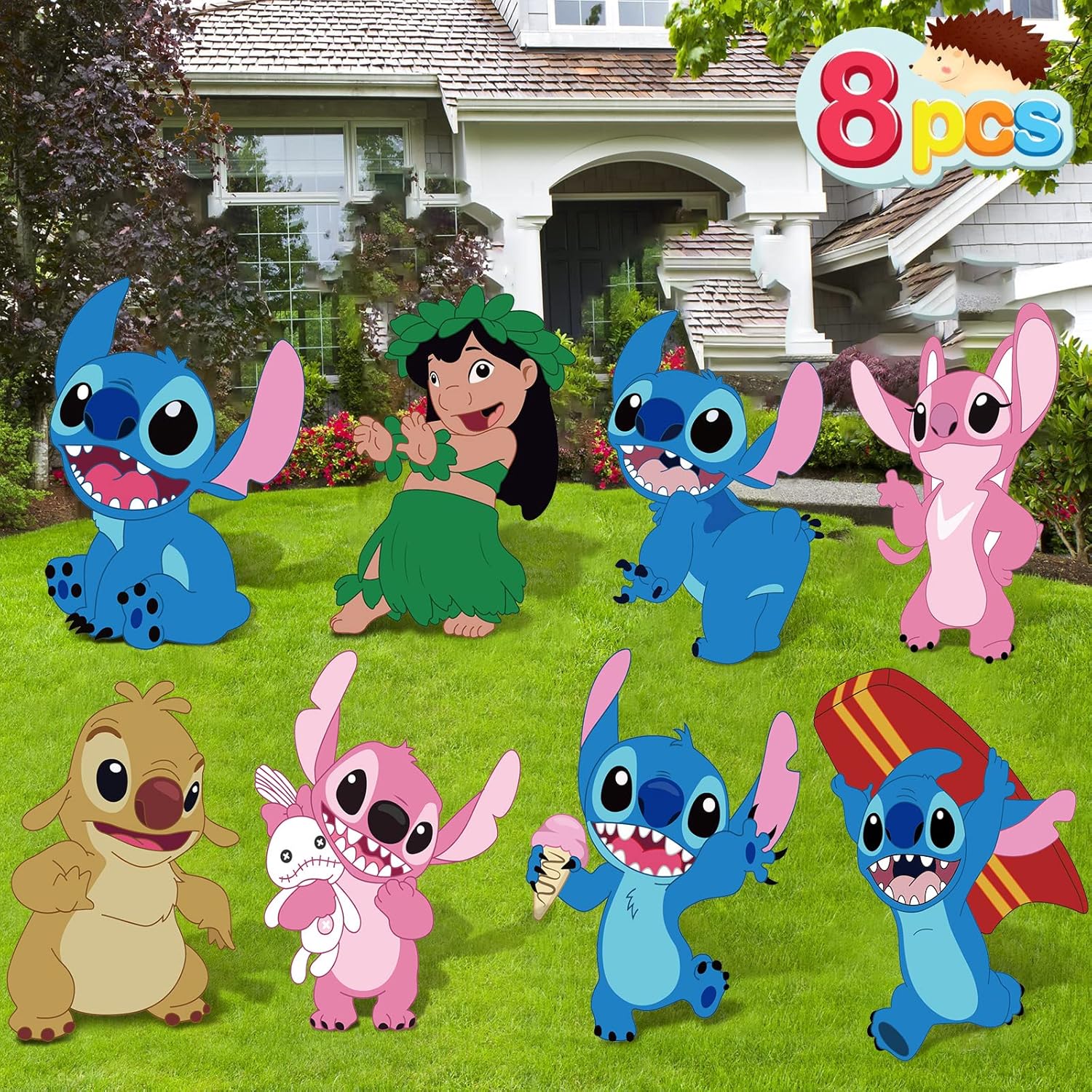 Yard Signs - 8 Pcs Stitch Birthday Party Supplies Stitch Birthday Yard Sign with Stakes,Stitch Party Decorations, Perfect Outdoor Family Theme Lawn Decorations