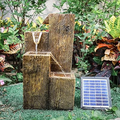 BTGGG Solar Powered Garden Fountain with LED Light - Outdoor Water Feature