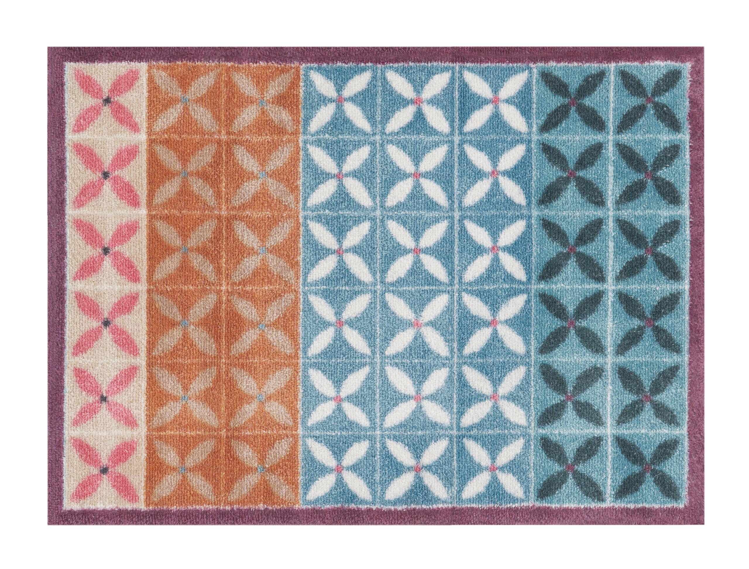 Turtle Mat, Flower Fields 60X85cm Multi - Dee Hardwicke design - Highly absorbent Indoor barrier mat with Multi-Grip backing