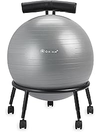 Gaiam Adjustable Custom-Fit Balance Ball Chair, Stability Ball Desk Chair with 55cm Yoga Ball, Inflation Pump and Exercise Guide for Home or Office