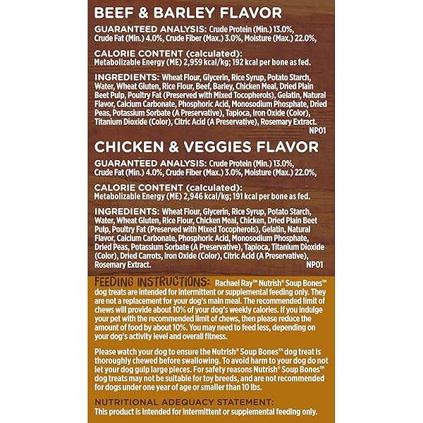 RACHAEL RAY NUTRISH SOUP BONES LONG LASTING DOG CHEWS VARIETY PACK, 22 COUNT (PACK OF 1)