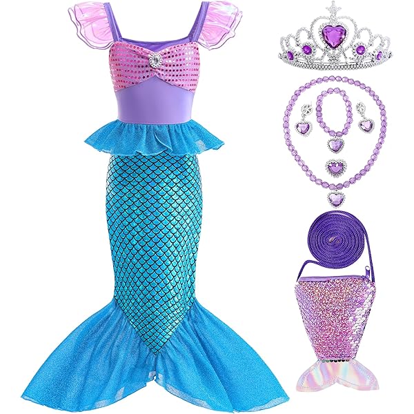 Amazon.com: Luzlen Little Girls Mermaid Princess Costume Party Dress for  Toddler Kids Baby Halloween Cosplay Dress Up with Accessories, Blue, 6-7  Years(Tag 140) : Clothing, Shoes & Jewelry