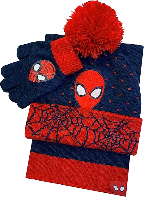 spiderman hat scarf and gloves set