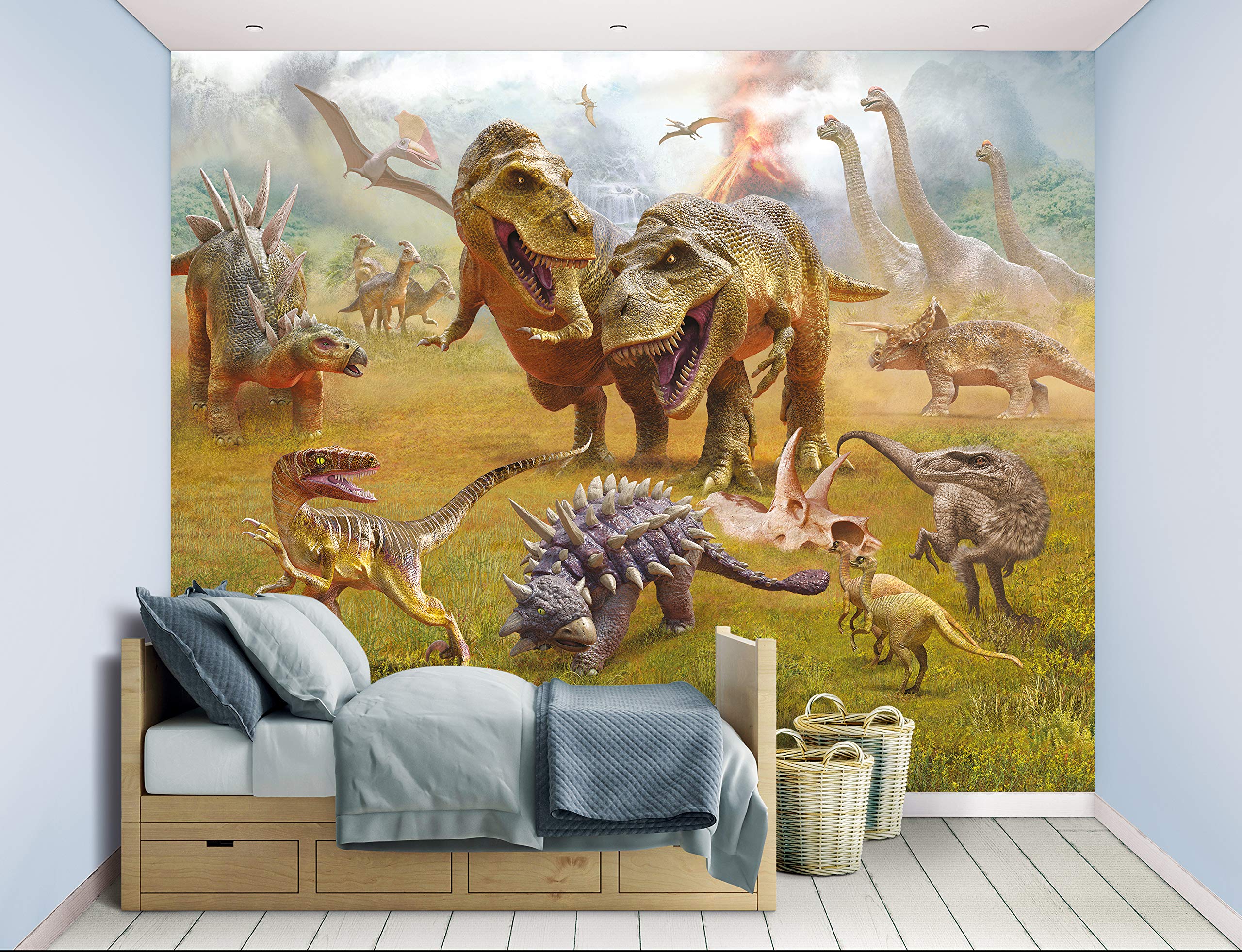 Walltastic Dinosaur Land 46504 Wallpaper Mural, FSC Paper, Multi, 8 feet High x 10 feet Wide, 1 Size