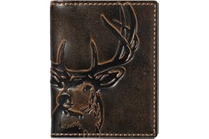 House of Jack Co. Deer Slim Card Wallet for Men, Minimalist Front Pocket, Small Bifold Card Holder, Full Grain Cowhide Leather Wallet, Black