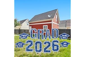 Graduation Decorations 2026 Grad Yard Signs - 15" Blue Waterproof Outdoor Lawn Decor