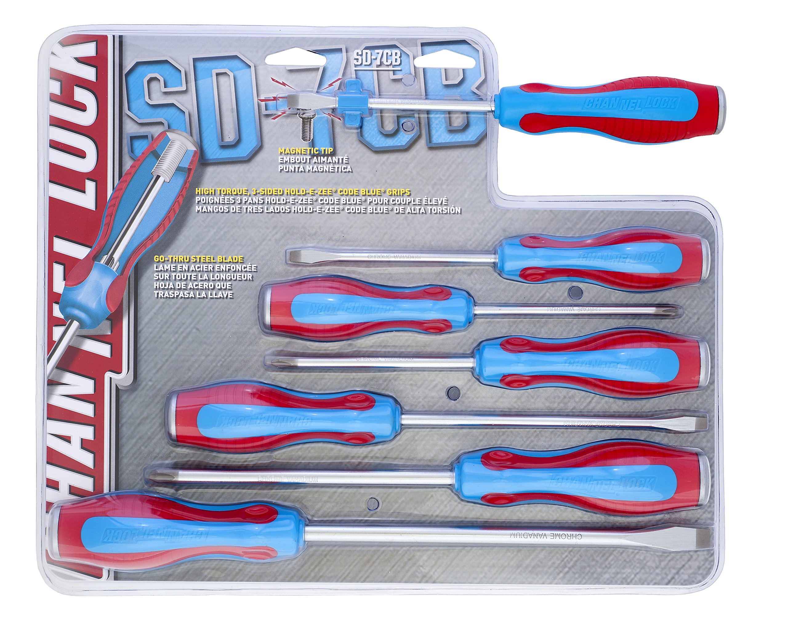 Channellock SD7CB Code Blue Screwdrivers 7Piece Set S144CB, S146CB