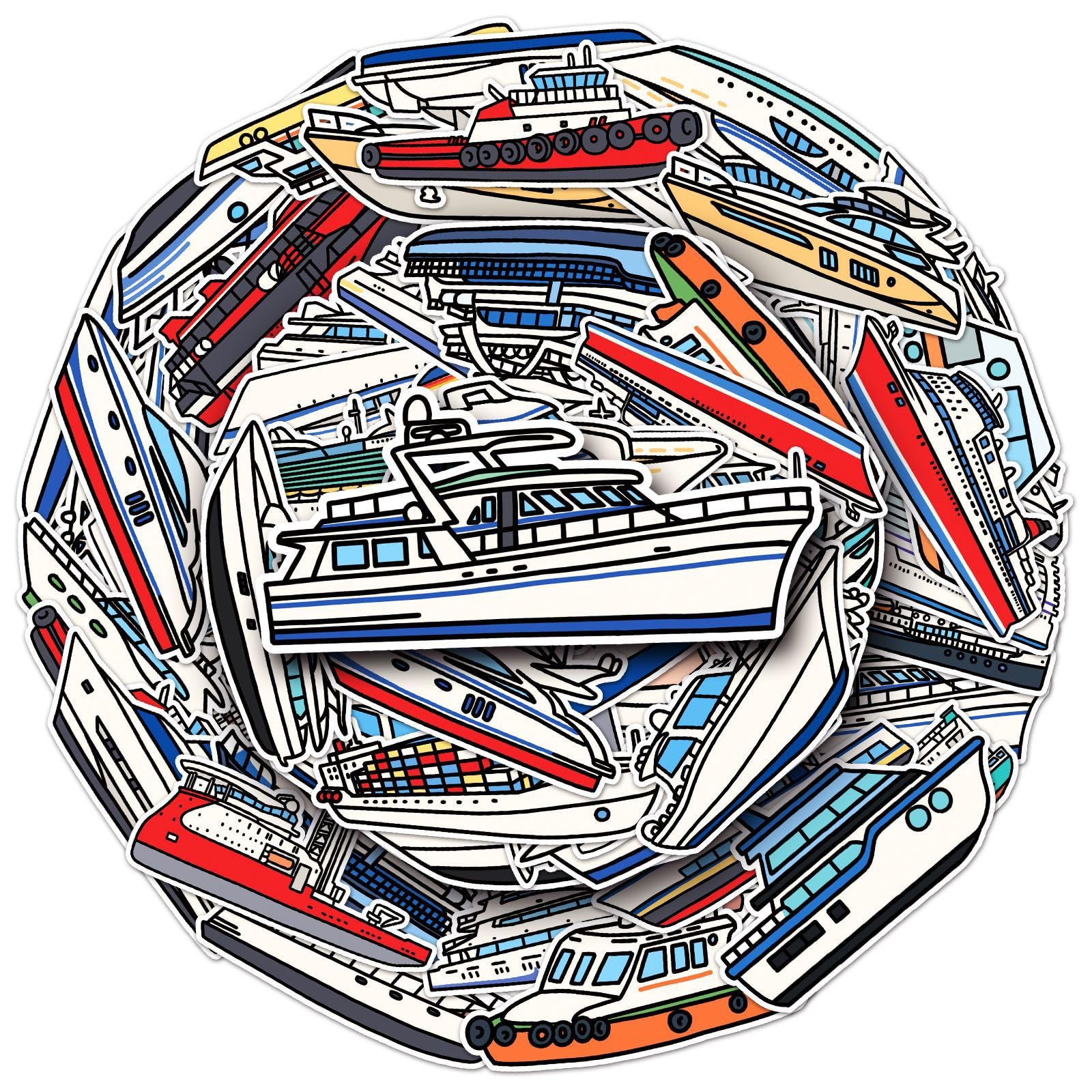 50Pcs Cartoon Ship Stickers Laptop Car Scrapbook Phone Skateboard Suitcase Luggage Bike Ship Stickers Vinyl Waterproof Aesthetic Personalised Stickers for Teens Boys Girls Adults Children