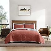 Eddie Bauer - King Quilt Set, Soft Reversible Bedding with Matching Shams, Fishing Inspired Home Decor (Troutdale Orange, King)