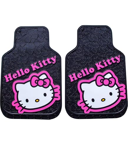 Lot De 4 Tapis De Voiture Hello Kitty - Noir Antidérapant - Lavable Et Universel