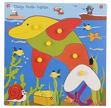 Skillofun Wooden Theme Puzzle Standard Dolphin Knobs, Multi Color