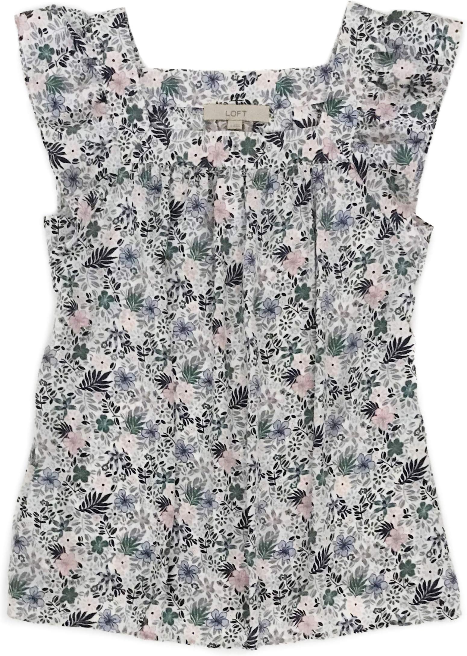 Women's Foral Woven Shirred Tank Blouse