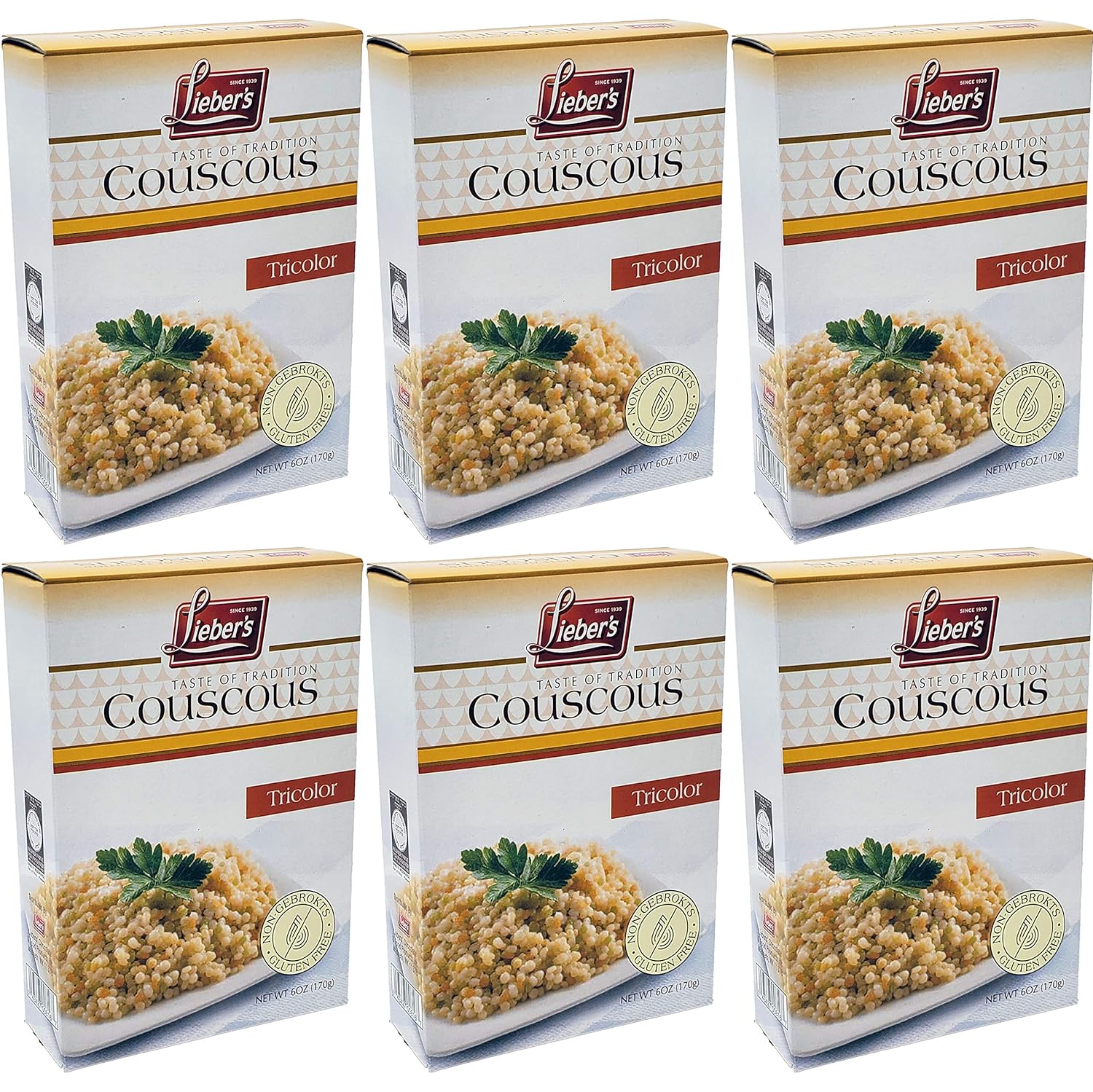 Lieber's Couscous Tricolor Flavor, Gluten Free, Kosher, 6
