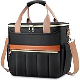 ISEYOU Insulated Lunch Bag, Large Capacity Lunch Box Cooler Tote, Wide-Opening, Leakproof Lining, Multiple Pockets, 14.7L with Adjustable Shoulder Strap, for Work, Travel, Picnic, Beach, Women &amp; Men