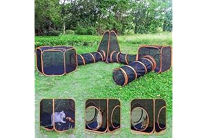 Homegroove Outdoor Cat Enclosures for Indoor Cats, 6-in-1 Portable Cat Playhouse (Outdoor Cat Tent and Circle Cat Tunnel) for