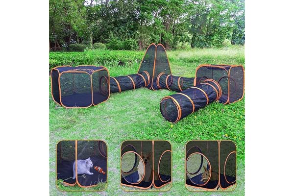 Homegroove Outdoor Cat Enclosures for Indoor Cats, 6-in-1 Portable Cat Playhouse (Outdoor Cat Tent and Circle Cat Tunnel) for