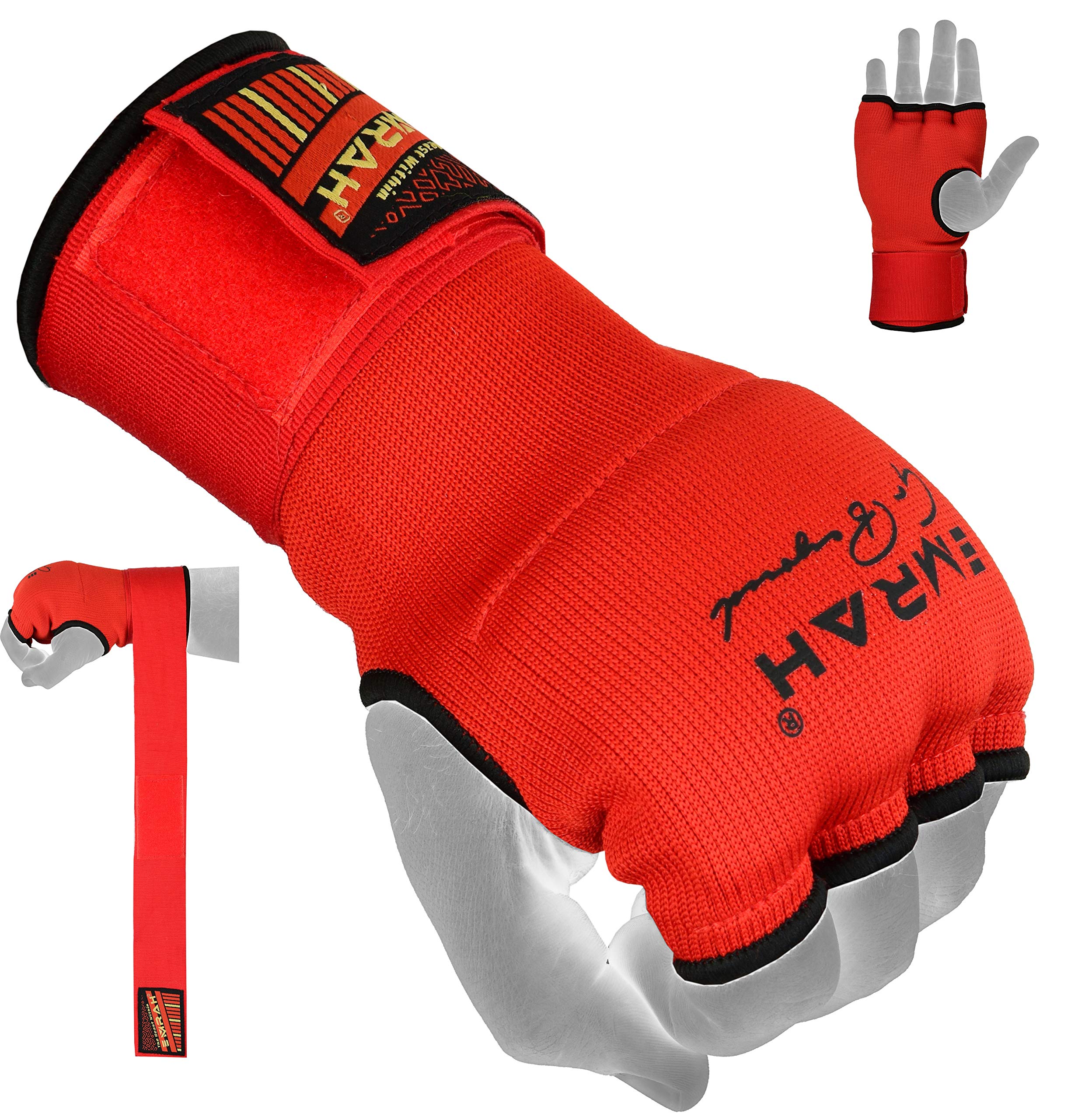 EMRAH Pro Boxing Hand Wraps quick wrist boxing wraps Pro Grip Inner wraps handwraps with Long Boxing Wrist Straps (Red, Small) — image 1