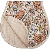 mushie Muslin Baby Burp Cloths | 100% Organic Cotton, Set of 2 (Retro Flowers/Fog)
