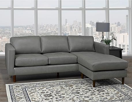 Amazon Com Overstock Des Mid Century Modern Grey Top Grain