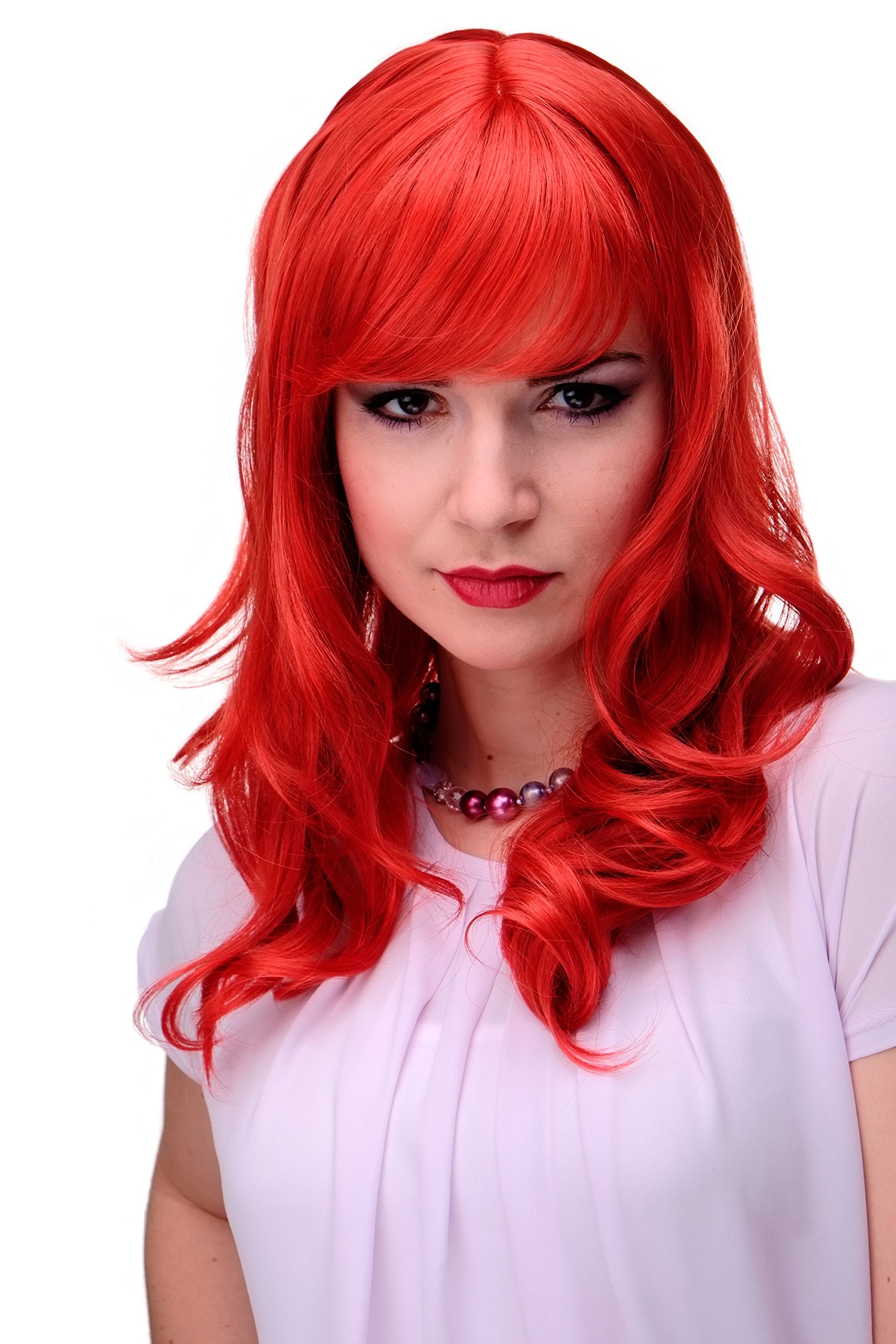 WIG ME UP 3001-137 Lady Quality Wig very long beautiful curling ends fringe bangs bright mixed red approx 21inch