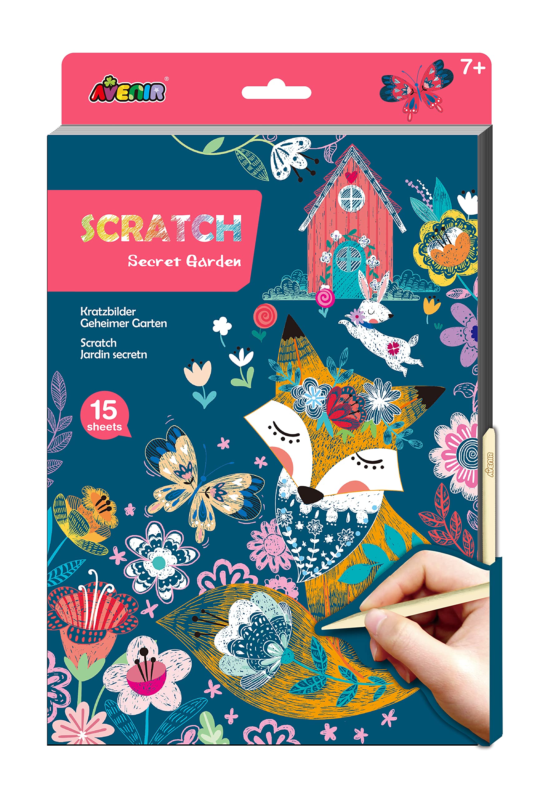 Avenir | A4 Scratch Book | Secret Garden | Scratch & Craft Fun DIY Activity for Ages 6+