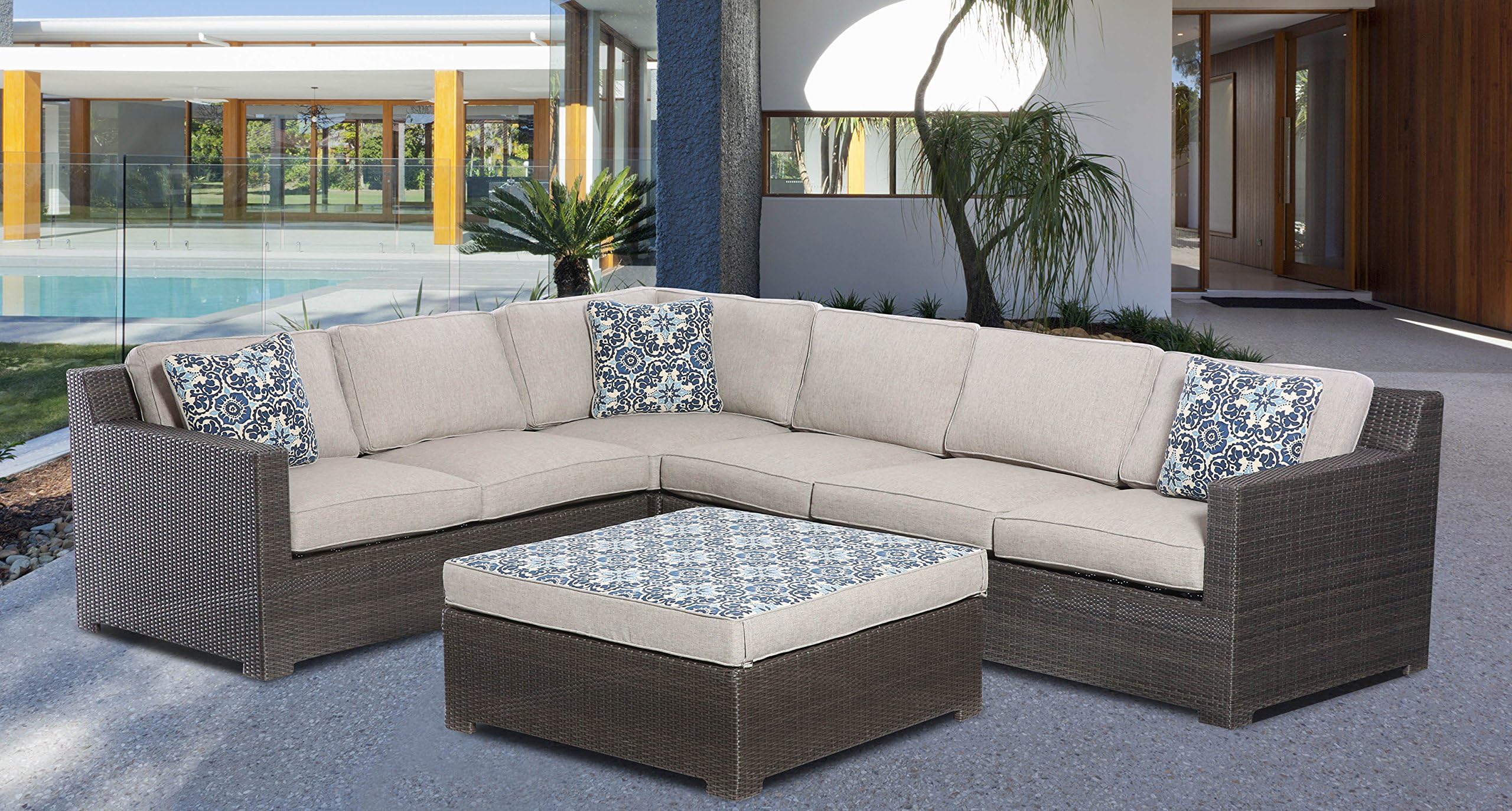 Hanover Metropolitan 5-Piece Outdoor Lounge Set, Silver Lining
