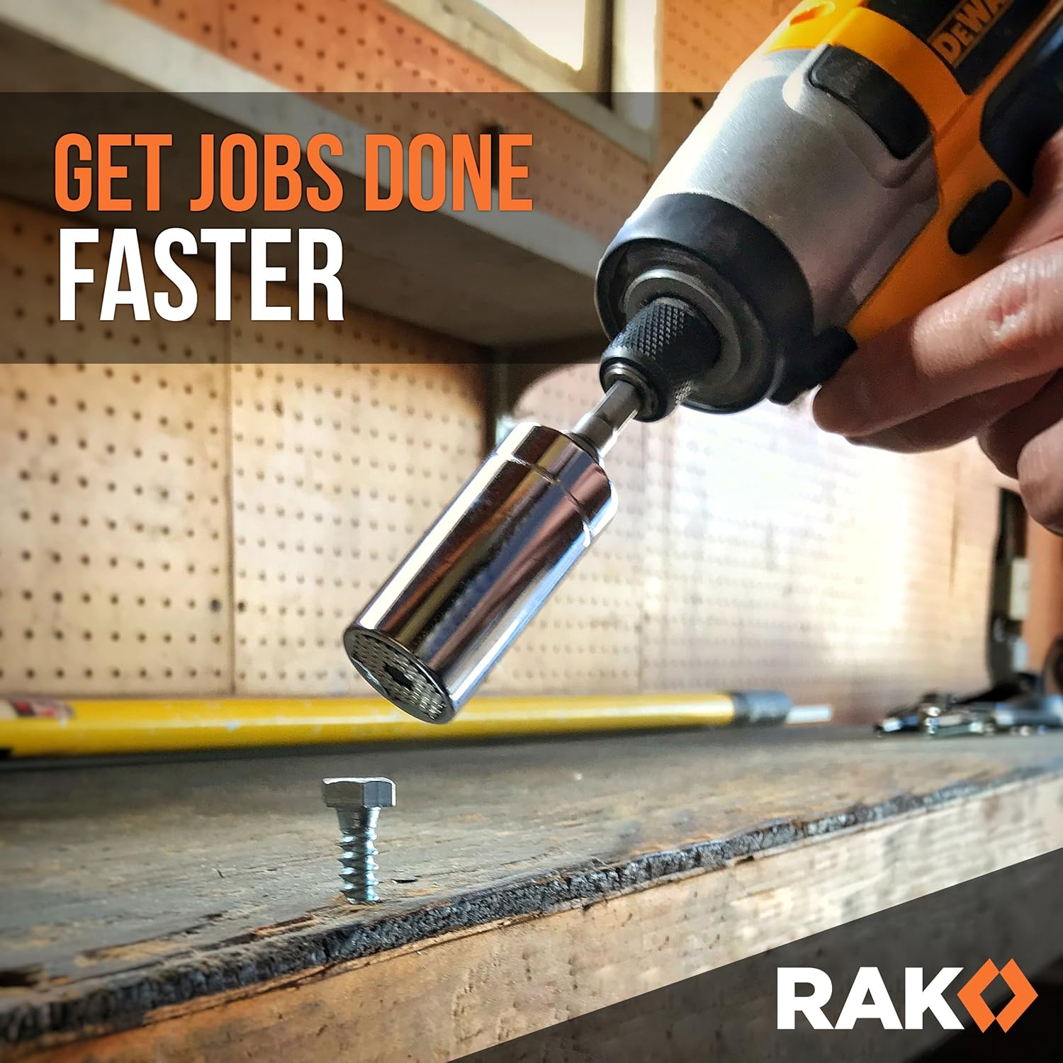 RAK Universal Socket Grip (7-19mm) Multi-Function Ratchet Wrench Power Drill Adapter 2Pc Set - Best Unique Tool Gift for Men, DIY Handyman, Father/Dad, Husband, Boyfriend, Him, Women - - 