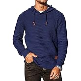 KAVIANA Men's Hooded Sweatshirt Hoodie Solid Knitted Pullover Long Sleeve Casual Sweater