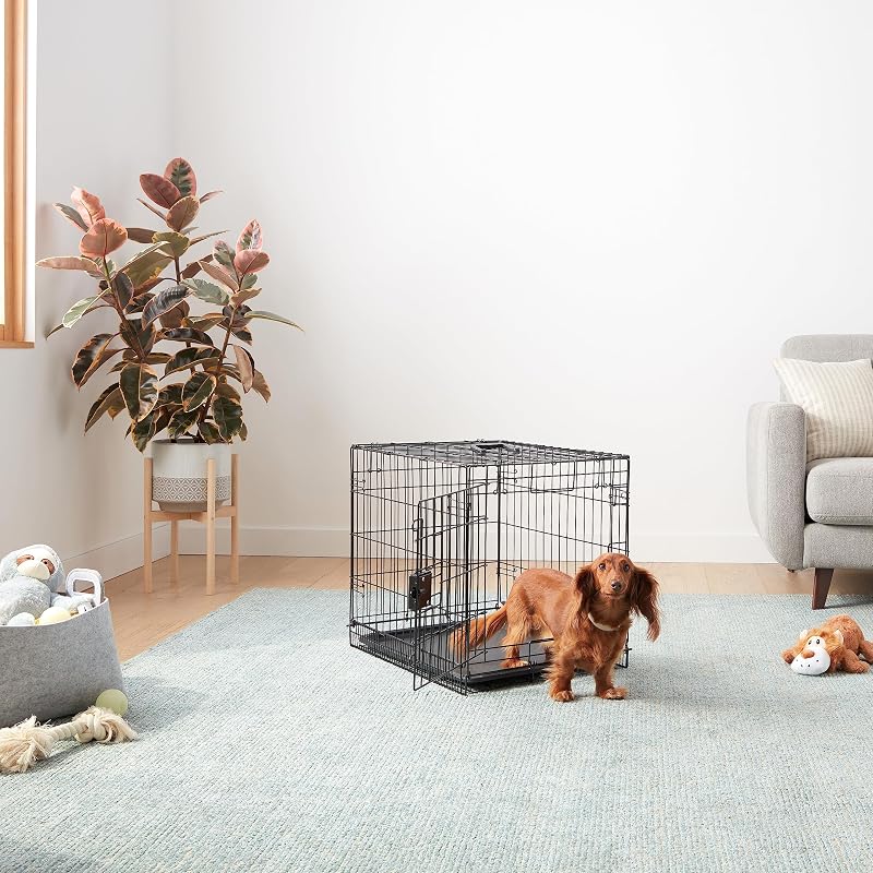 Jaula para perro de alambre metálico, Plegable, con bandeja, puerta única, 61 x 46 x 51 cm (L x An x Al), negro