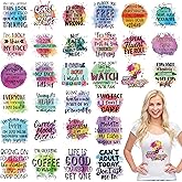 Funny Iron on Transfers for T-Shirts, 30 Pcs Funny DTF Transfers Ready to Press, Sarcasm Quotes Iron on Decals, Humorous Heat Transfer Vinyl for Bag Pillow Clothing