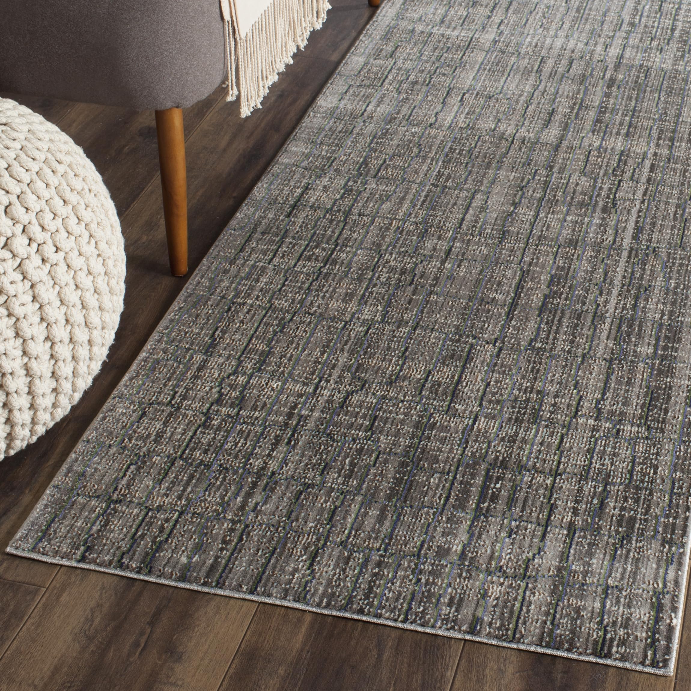 Safavieh Craft Art-Inspired Indoor Woven Runner Area Rug, Valencia Collection, VAL202, in Grey / Multi, 69 X 244 cm for Living Room, Bedroom or Any Indoor Space
