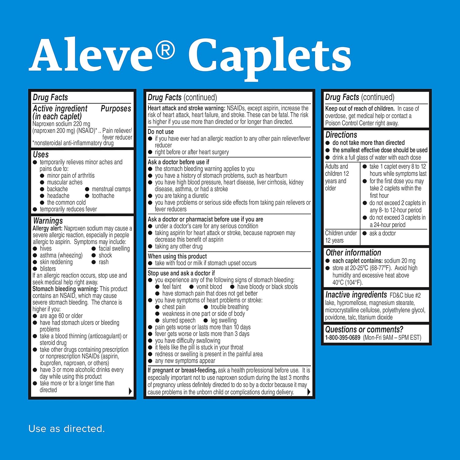 Aleve Soft Grip Arthritis Cap Tablets, Fast Acting All Day Pain Relief for Headaches, Muscle Aches, and Fever Reduction, Naproxen Sodium Capsules, 220 mg, 270 Count: Health & Personal Care