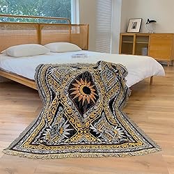 Shesyuki Boho Throw Blanket Reversible Cotton