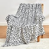 Edenleaf Leopard Print Blanket Fleece Throw for Bed Sofa Travel and Camping, Super Soft Cozy Fluffy Plush Cheetah Print Blanket for All Seasons 50"x60" (Grey)