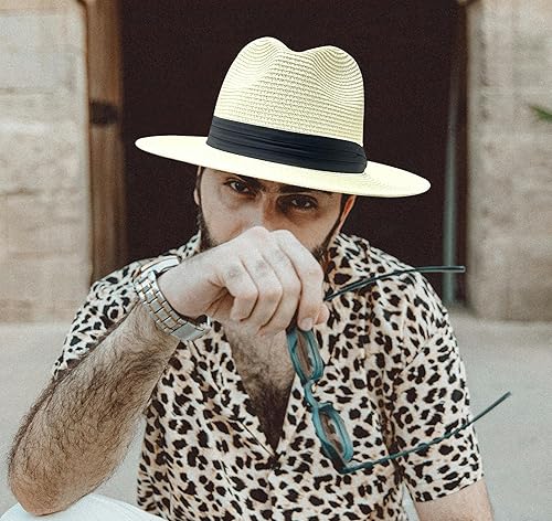 Lanzom Summer Beach Sun Hats for Men Women Foldable Floppy Travel