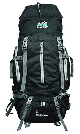 Hikers way 50 Ltrs Black Internal Frame Rucksack Backpacks Travel Bag Hiking Bag Camping Bag Trekking Bags with Waterproof Compartment (HW-5001Black)