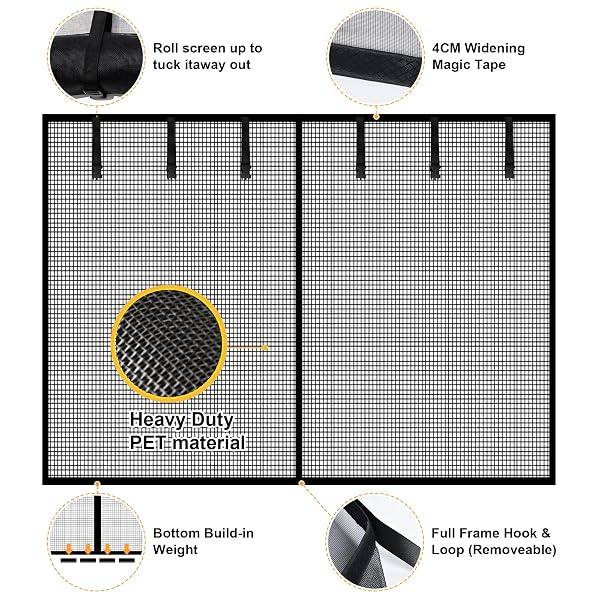 GARAGE DOOR SCREEN FOR 2 CAR GARAGE-18X7FT MAGNETIC GARAGE DOOR SCREEN WITH 6 ROLL UP STARPS FOR PATIO, OUTDOOR BLACK
